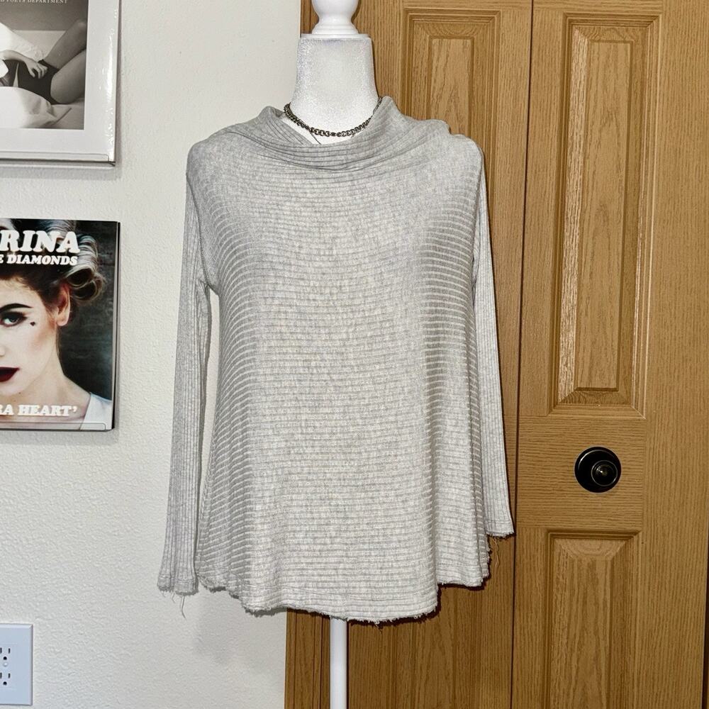 Free People We The Free Sweater Womens XS Gray Long Sleeve Cowl Neck Pullover